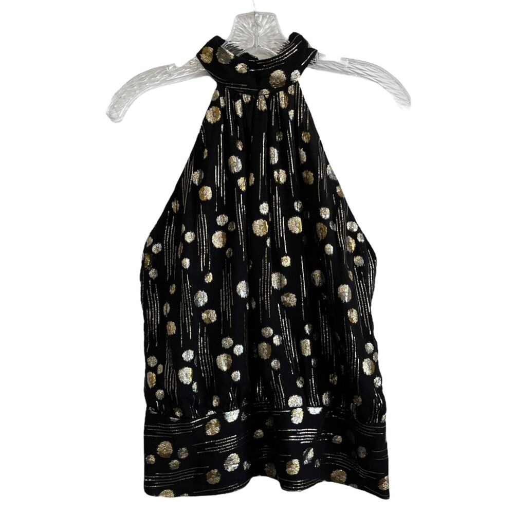 Mason Halter Top Silk Black Gold Silver 6
